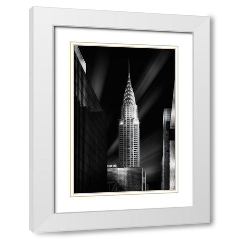 Chrysler Building White Modern Wood Framed Art Print with Double Matting by Ruiz Dueso, Jorge