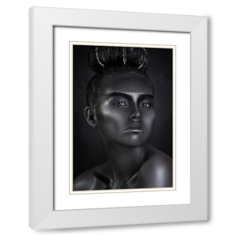 Steel White Modern Wood Framed Art Print with Double Matting by Kovalev, Ivan