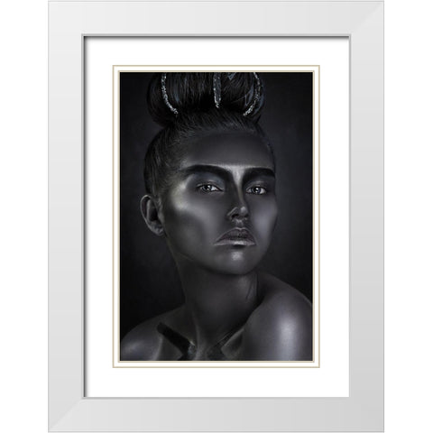 Steel White Modern Wood Framed Art Print with Double Matting by Kovalev, Ivan