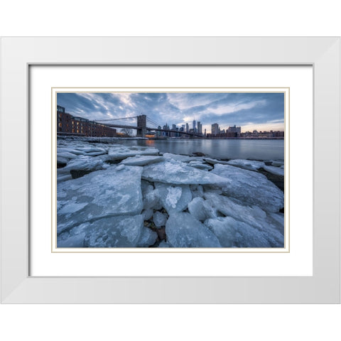 lce city White Modern Wood Framed Art Print with Double Matting by Chen, Johnny