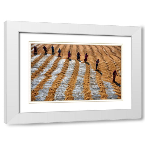 People At Work White Modern Wood Framed Art Print with Double Matting by Das, Avishek