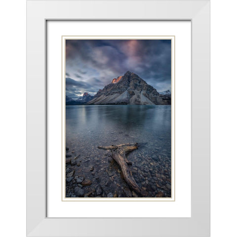 A Cloudy Day In Bow Lake White Modern Wood Framed Art Print with Double Matting by Zheng, Michael