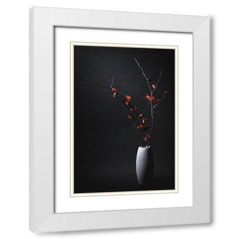 A Japanese Quince White Modern Wood Framed Art Print with Double Matting by Kiyota, Daisuke