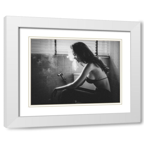 No.53 White Modern Wood Framed Art Print with Double Matting by M, Adirek