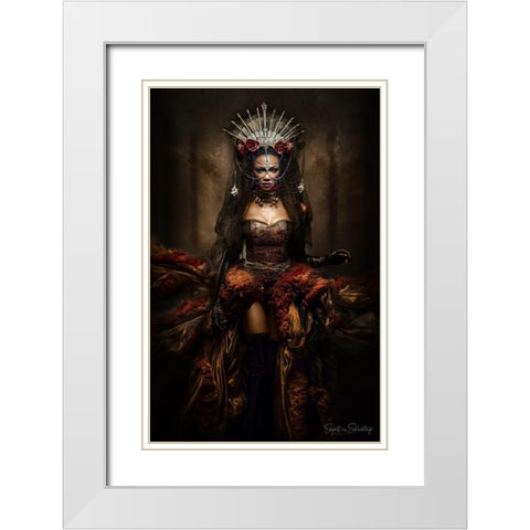 Lady Of The Night White Modern Wood Framed Art Print with Double Matting by Siegart