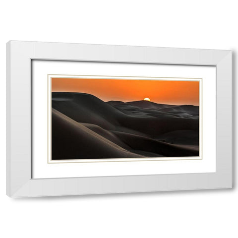Sunrise Behind The Mountains White Modern Wood Framed Art Print with Double Matting by Mehrafshar Efiap, Babak