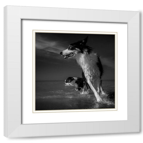 Taking A Turn At The Sea White Modern Wood Framed Art Print with Double Matting by Ruudpeters