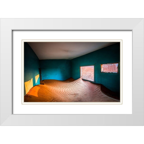 Leak Of Sand White Modern Wood Framed Art Print with Double Matting by Jamal, Khalid