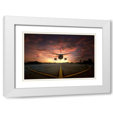 Chasing The Sunset White Modern Wood Framed Art Print with Double Matting by Rahayu, Ganjar
