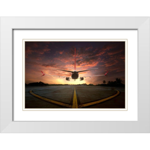 Chasing The Sunset White Modern Wood Framed Art Print with Double Matting by Rahayu, Ganjar