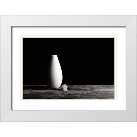 Flower And Vase White Modern Wood Framed Art Print with Double Matting by Ljubicic, Dusan