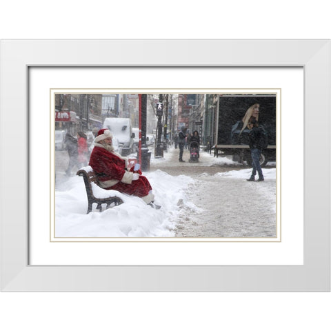 Santa Claus White Modern Wood Framed Art Print with Double Matting by Tjandra, C.S.