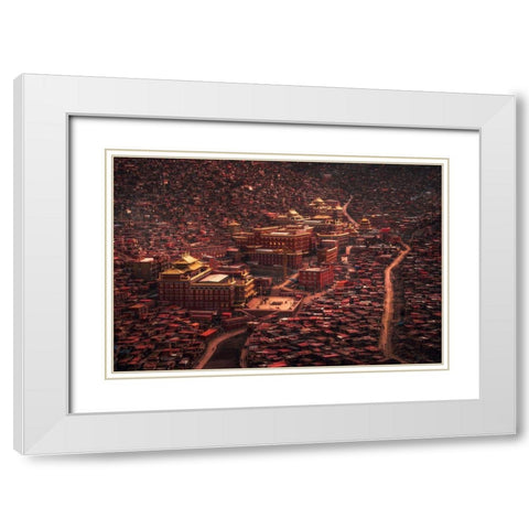 The Buddha Domain White Modern Wood Framed Art Print with Double Matting by Tianqi