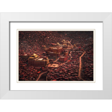 The Buddha Domain White Modern Wood Framed Art Print with Double Matting by Tianqi