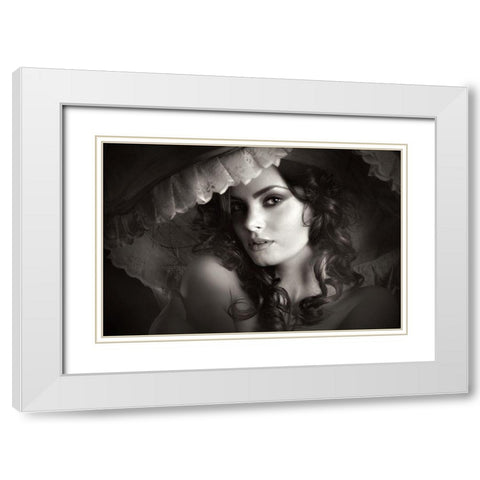 Sanziana White Modern Wood Framed Art Print with Double Matting by Lia, Adela