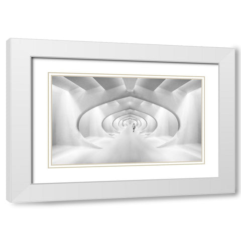 Endless White Modern Wood Framed Art Print with Double Matting by De Groen, Maurits