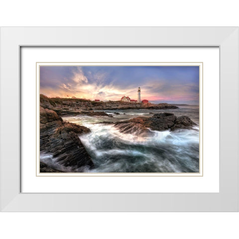 Cape Elisabeth White Modern Wood Framed Art Print with Double Matting by Dujic Lighthunter, Zoran