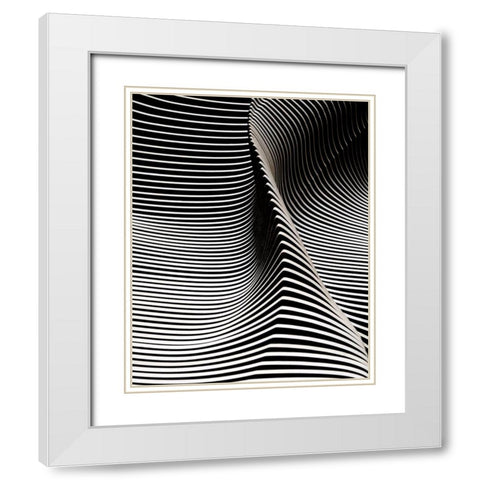 Wave 2 White Modern Wood Framed Art Print with Double Matting by Behnamnasri
