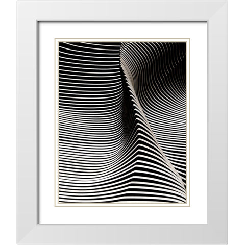 Wave 2 White Modern Wood Framed Art Print with Double Matting by Behnamnasri