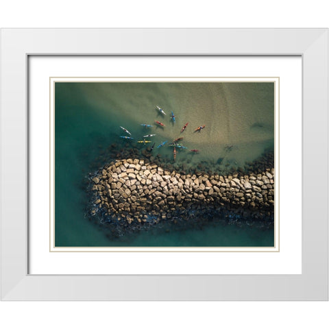 Gathering White Modern Wood Framed Art Print with Double Matting by Meirovich, Ido