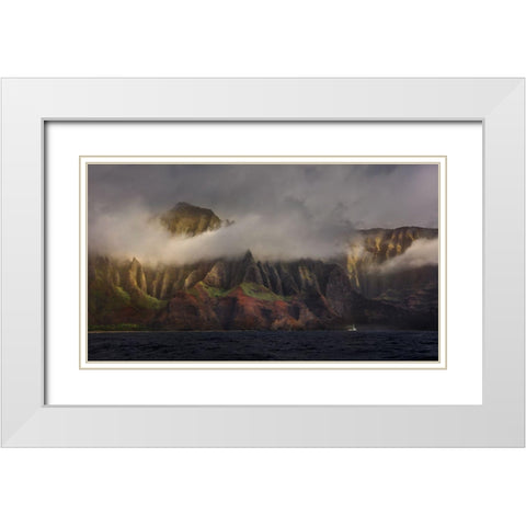 Ancient Cliff White Modern Wood Framed Art Print with Double Matting by Wangqian, Jerry
