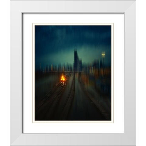 Chicago White Modern Wood Framed Art Print with Double Matting by Cheng, Yu