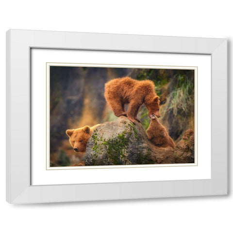 Playing In The Heights White Modern Wood Framed Art Print with Double Matting by Saavedra Ruiz, Sergio