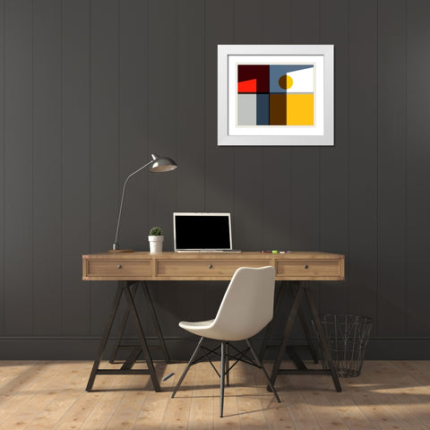 Quadrants White Modern Wood Framed Art Print with Double Matting by Liu, Cindy