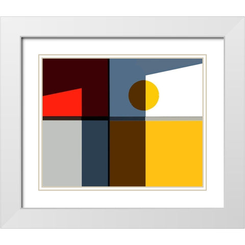 Quadrants White Modern Wood Framed Art Print with Double Matting by Liu, Cindy