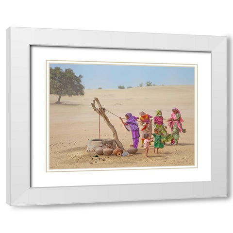 Water Pullers White Modern Wood Framed Art Print with Double Matting by Nayyer Reza, Sayyed