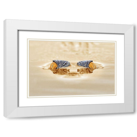 Crocodile - The Gold Eye White Modern Wood Framed Art Print with Double Matting by Priyadi, Andri