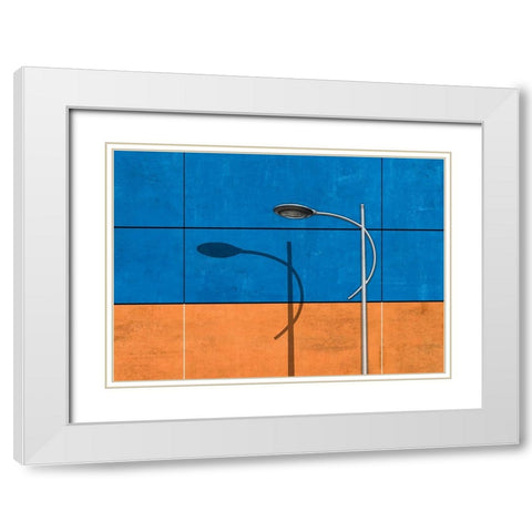 Lantern White Modern Wood Framed Art Print with Double Matting by aRRO