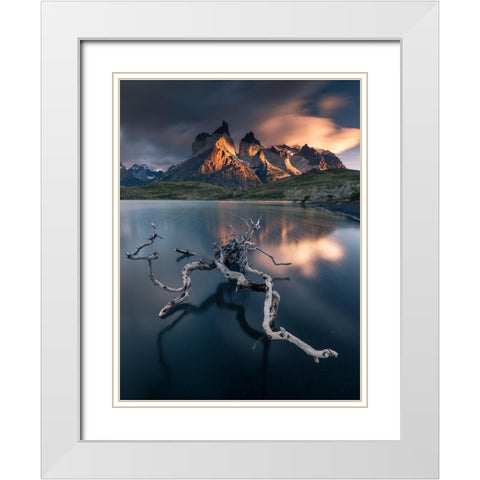Torres Del Paine White Modern Wood Framed Art Print with Double Matting by Nienartowicz, Karol