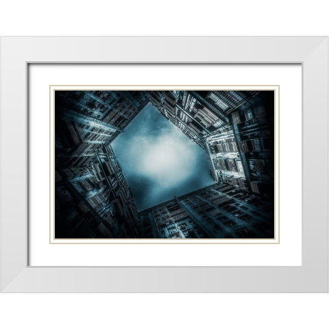 Cage White Modern Wood Framed Art Print with Double Matting by Baidongyun