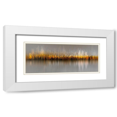 Dubai Skyline White Modern Wood Framed Art Print with Double Matting by Chiriaco, Carmine