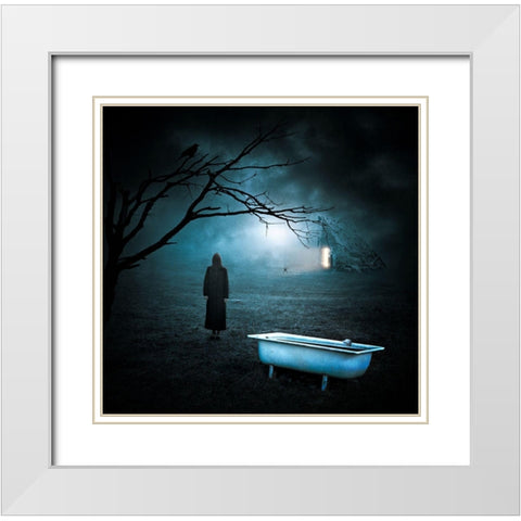 Horror Story White Modern Wood Framed Art Print with Double Matting by Smajic, Nermin