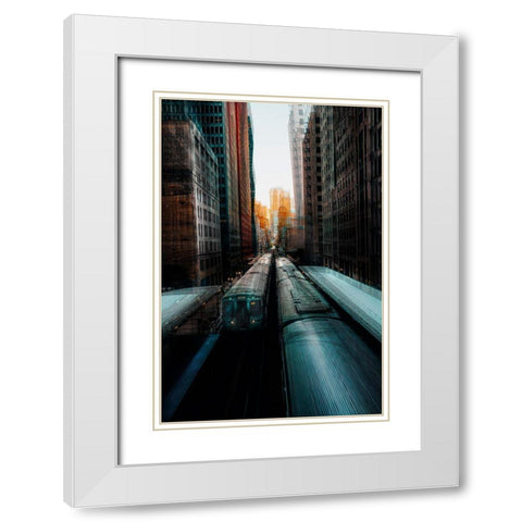 Chicagos Station White Modern Wood Framed Art Print with Double Matting by Chiriaco, Carmine