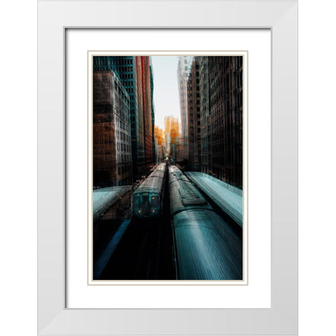 Chicagos Station White Modern Wood Framed Art Print with Double Matting by Chiriaco, Carmine