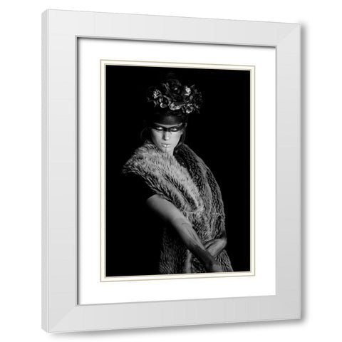 Portrait In Black And White White Modern Wood Framed Art Print with Double Matting by Khrbawe, Ayman