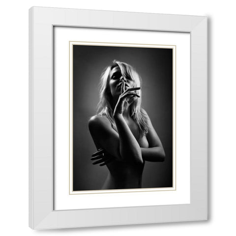 Shoosh White Modern Wood Framed Art Print with Double Matting by Hayman, Oren