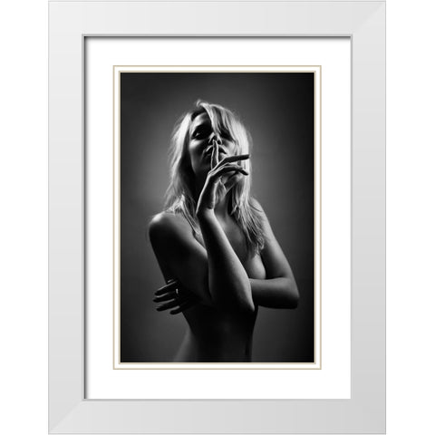 Shoosh White Modern Wood Framed Art Print with Double Matting by Hayman, Oren