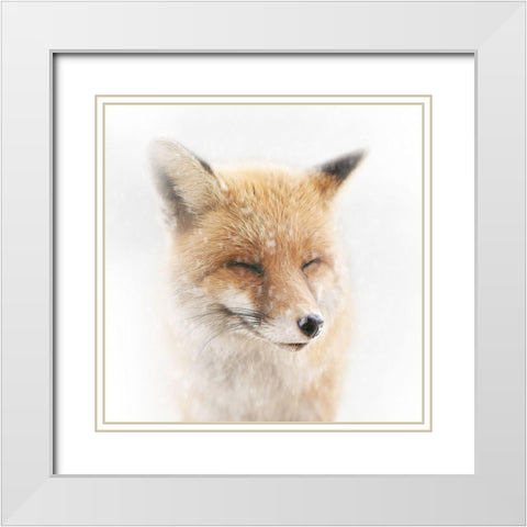 Satisfied White Modern Wood Framed Art Print with Double Matting by Reindl, Doris