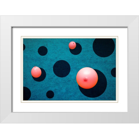 Three Balloons White Modern Wood Framed Art Print with Double Matting by Schuster, Inge