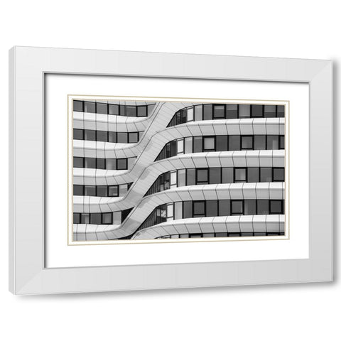 Wavy Facade White Modern Wood Framed Art Print with Double Matting by Van Son, Greetje