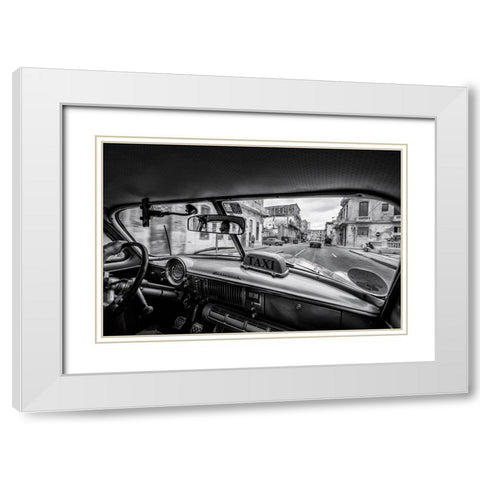 Riding The Cuban Streets White Modern Wood Framed Art Print with Double Matting by Tagliarino, Marco
