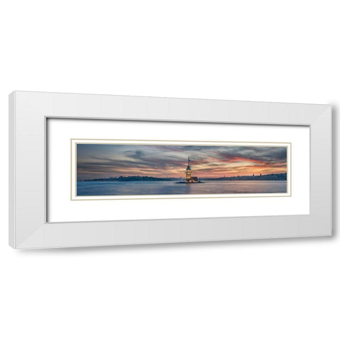 Maiden Tower White Modern Wood Framed Art Print with Double Matting by Hoxha, Rilind