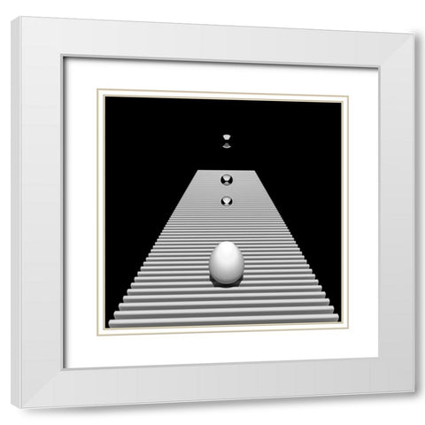 Egg On Strips White Modern Wood Framed Art Print with Double Matting by Bunjamin, Antonyus