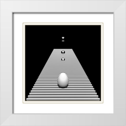 Egg On Strips White Modern Wood Framed Art Print with Double Matting by Bunjamin, Antonyus