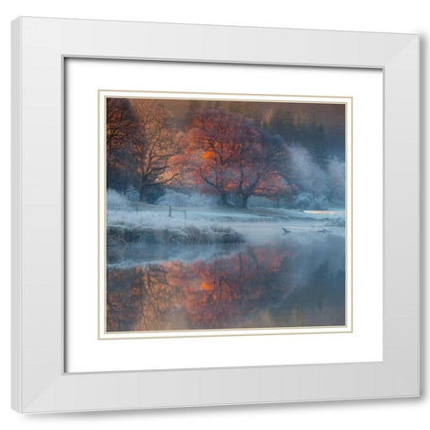 River Brathay White Modern Wood Framed Art Print with Double Matting by Wolfy