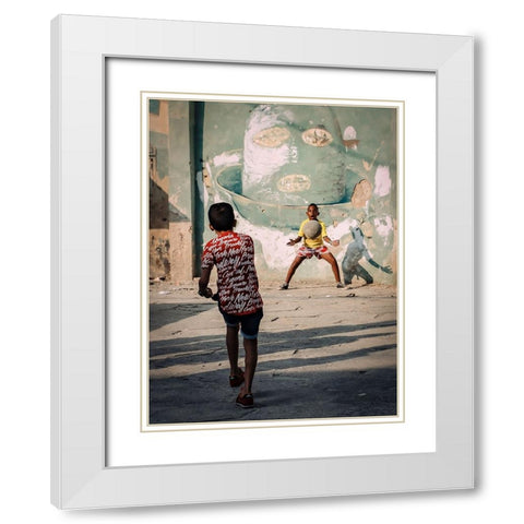Futbol White Modern Wood Framed Art Print with Double Matting by Bauer, Andreas